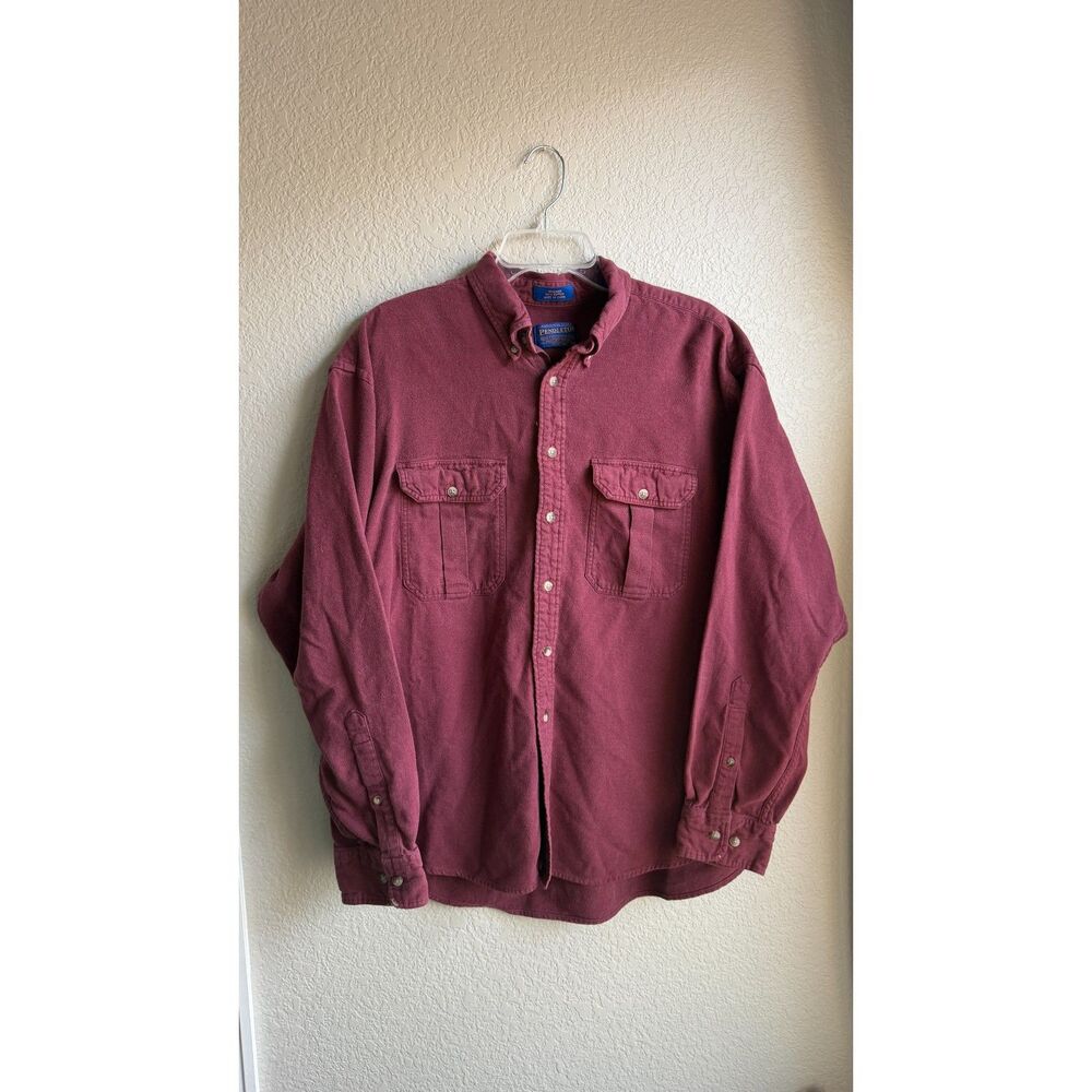 Pendleton Burgundy Cotton Button Down Shirt Mens XL Workwear Outdoor
